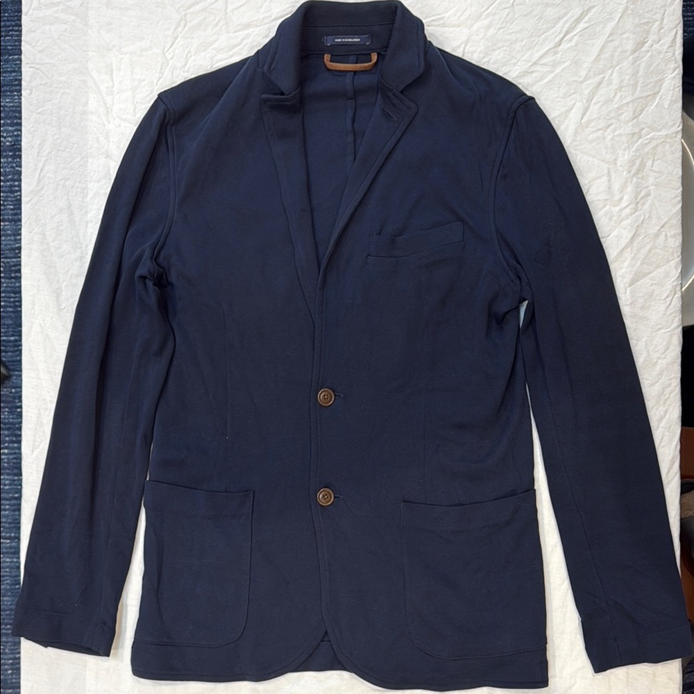 Lands’ End Unstructured Navy Blazer with Button Closure